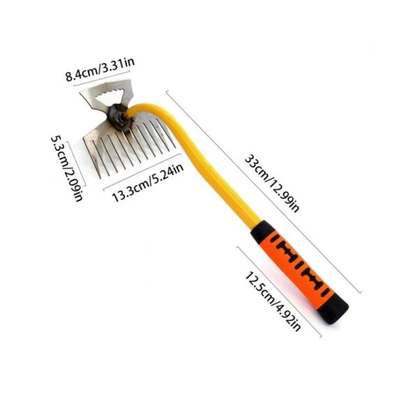 (Rubber Handle) Handheld Pulling Uprooting Weeding Garden Hoe Rake Farm Garden Tools