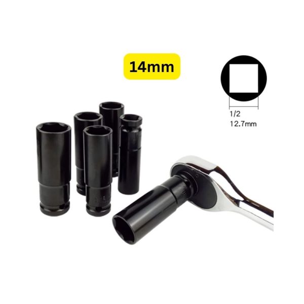 14mm x 78mm Length Extra Long Deep Impact Box Socket Metric Air Pneumatic Box Sockets Set Auto Repair Tools
