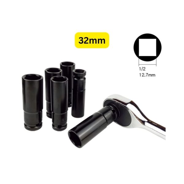 32mm x 78mm Length Extra Long Deep Impact Box Socket Metric Air Pneumatic Box Sockets Set Auto Repair Tools