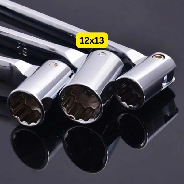 12x13mm Metric Double 12-Point Swivel Head Flexible Socket Wrench Spanner